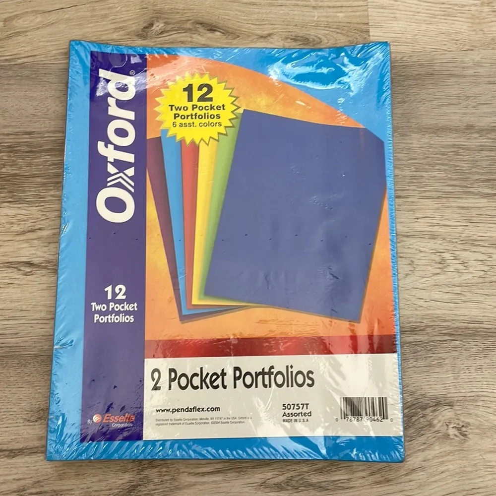 Oxford 12 Two Pocket Portfolios 6 Assorted Colors 5075T